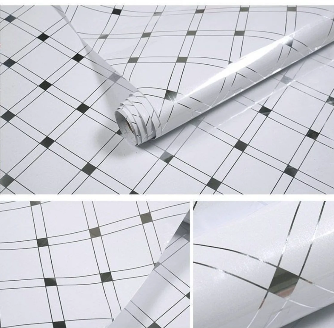 60cmw pvc self adhesive wall stickers waterproof plain grid walpapers cupboard wardrobe table kitchen decoration ready stock free global shipping