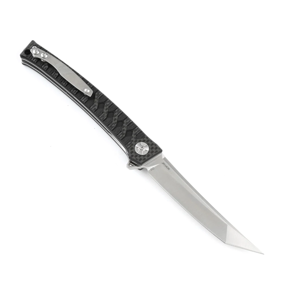Harga Nyata D2 Baja Pisau Samurai Sirip Pisau Lipat Fiber Karbon Menangani Camping Berburu Outdoor Survival Pisau Saku EDC Alat