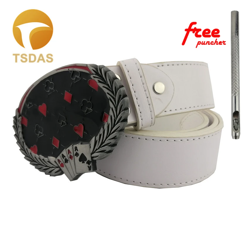 Мужская кожаная пряжка с ремнем для игральных карт в западном стиле