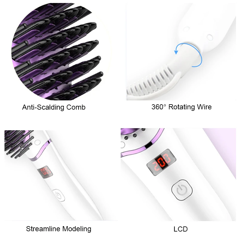 Профессиональная электронная ионная расческа для волос 200 ℃ 110В/220В светодиодный