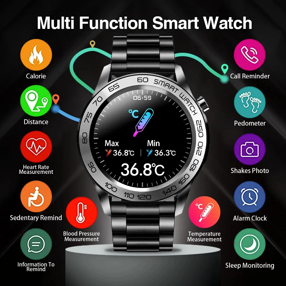 

F22U Smart Watch Body Temperature Heart Rate Step Counter Bluetooth Waterproof Fitness Tracker Full Touch Smart for Android IOS