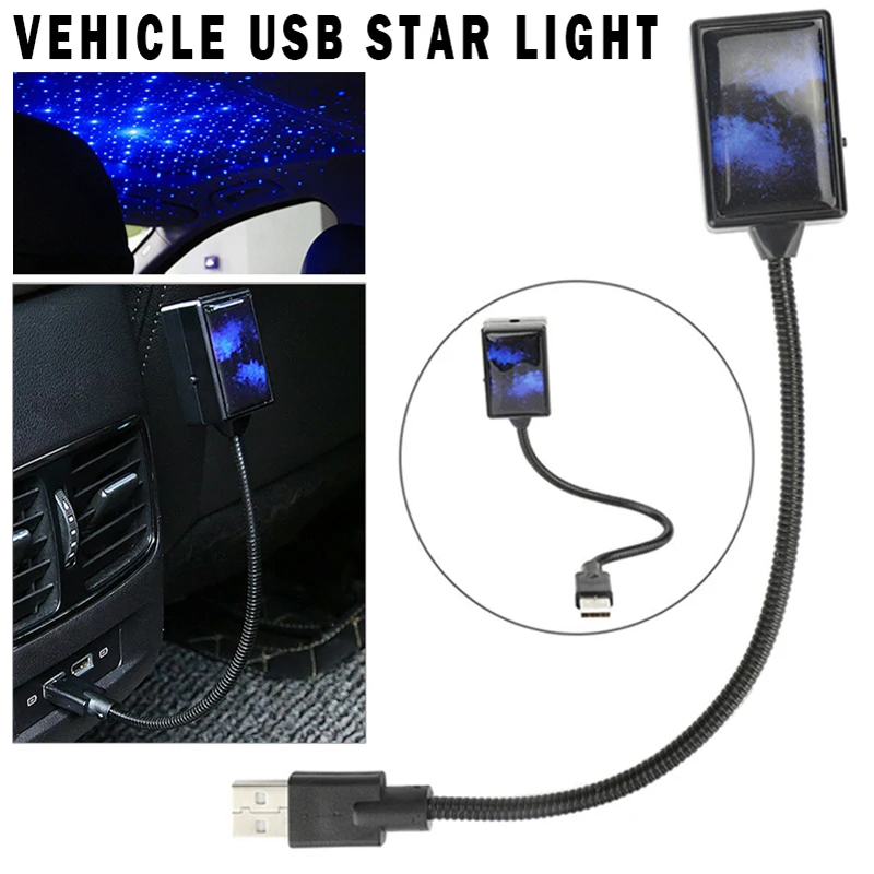 

USB Car Projector Decor Night Light Interior Roof Atmosphere LED Star Lamp For Vehicle Projection Decorative Lamp