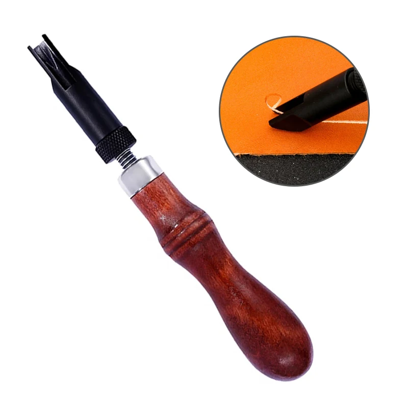 

Imzay Adjustable Durable V Type Push Grooving Device Wood Handle Groover Craft Gouge Tools Leather Craft Tools