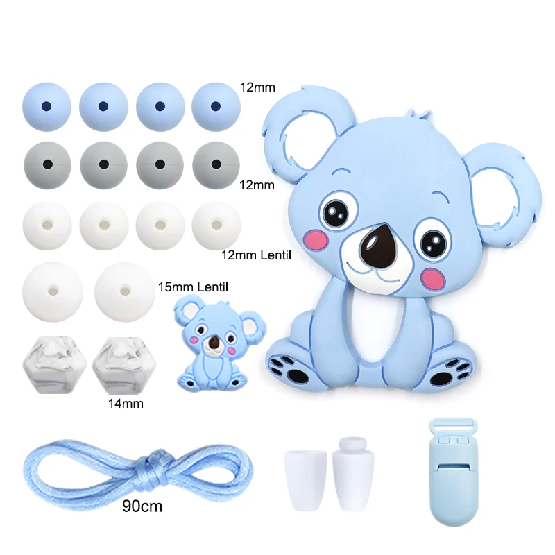 koala 3 LOFCA, детский силиконовый прорезыватель, сделай сам, енот, коала, детский прорезыватель, ожерелье, игрушка, мультфильм, соска, цепь, зажим, пищевые Силиконовые Бусины - Окраска металла: koala 3