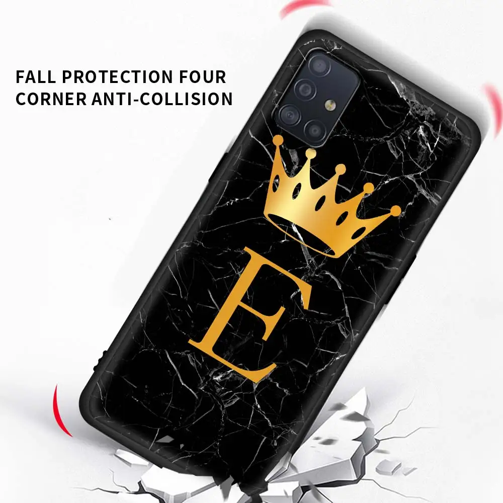 

Initial Letter A B Crown Case For Samsung Galaxy A51 A71 A21s A31 A41 A11 A12 A01 A91 A32 5G Black Shells Phone Sheath Bolso Sac