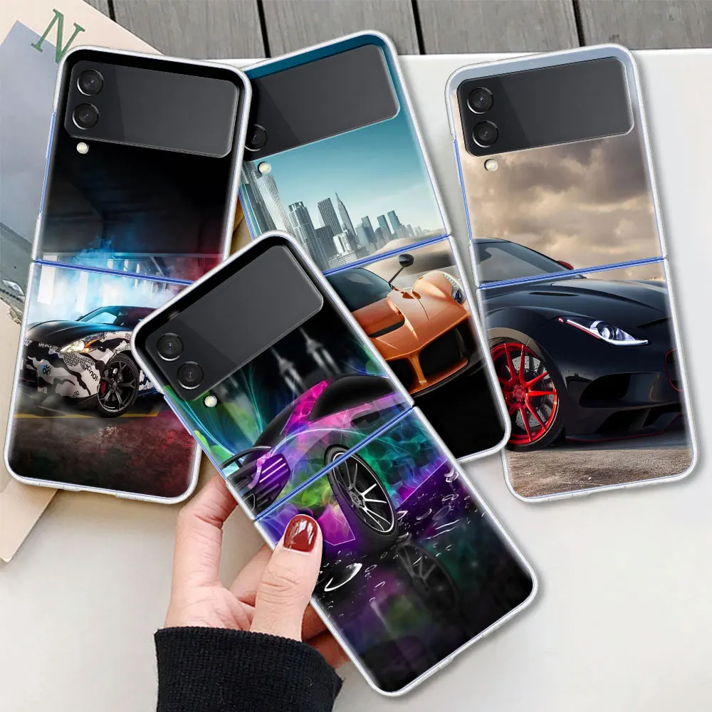

Clear Case for Samsung Z Flip3 5G Phone Cover for Galaxy ZFlip 3 Hard Silicone Funda For Z Flip3 Capa Cool Car