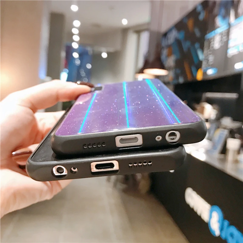 Блестящий чехол с лазерным градиентом для Huawei P20 Lite P30 жесткий защитный из