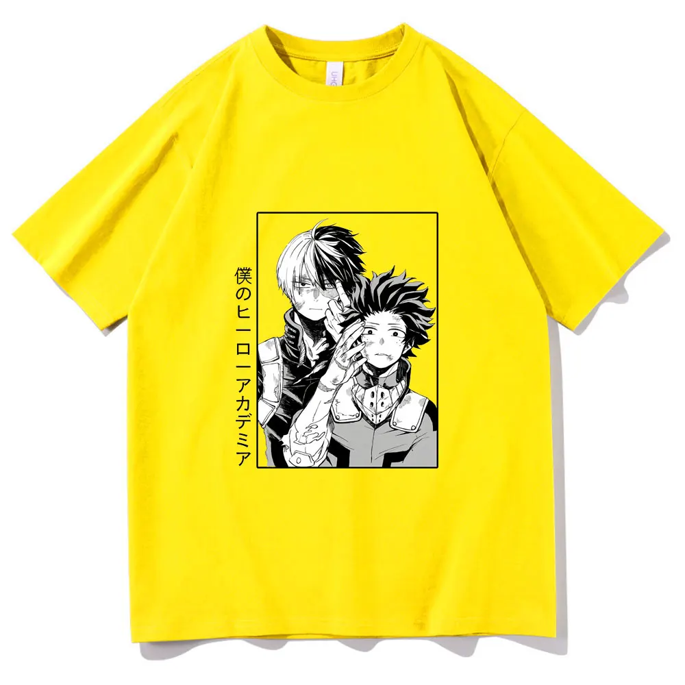 

My Hero Academia Tshirt Men Fashion T-shirt Short Sleeve Todoroki Shoto and Midoriya Izuku New Printing T Shirt Summer Unisex