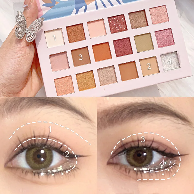 

High Quality 18 Colors Eyeshadow Palette Matte Shimmering Naturally Long Lasting No Smudging Eye Shadow