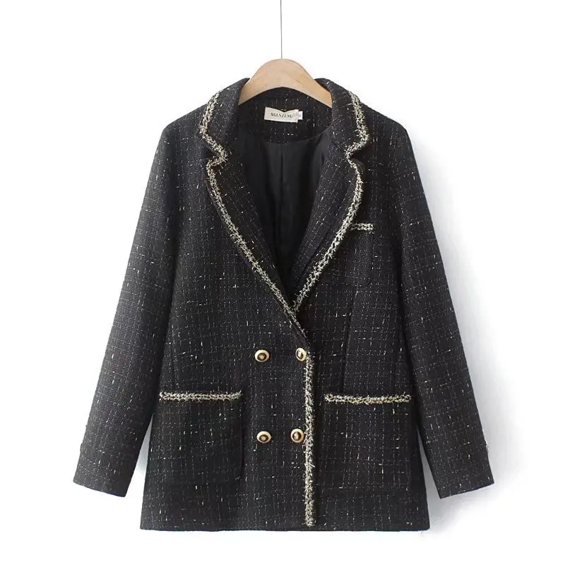 

Plus Size Coats Women's Clothes Winter 2021 New Outwear Fashion Temperament Chic Double Breasted Woollen Suit Jacket