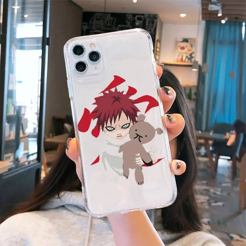 

Japan Anime NARUTO Gaara love Phone Case Transparent for iPhone 6 7 8 11 12 s mini pro X XS XR MAX Plus cover funda shell