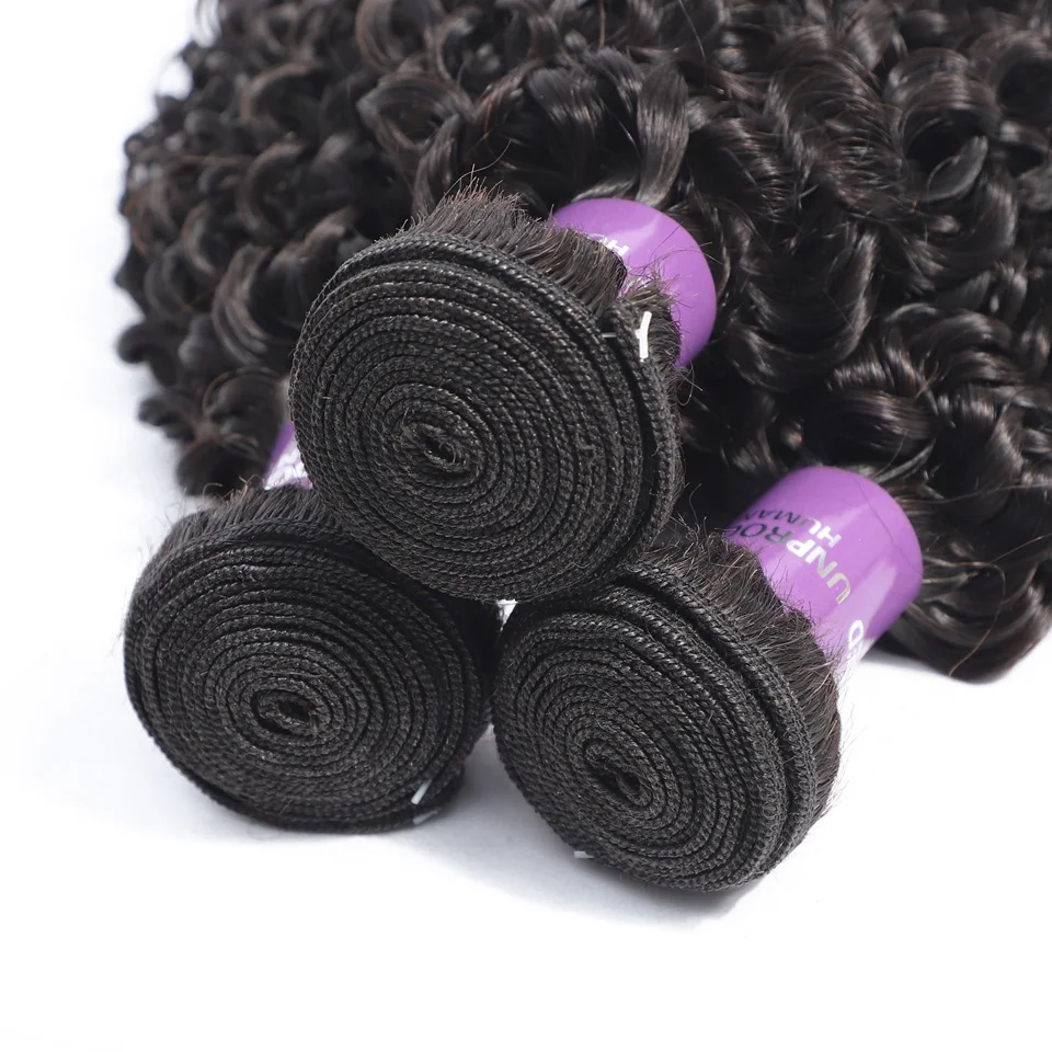 Ales волосы Малазийские Вьющиеся пучки с закрытием 100% человеческие плетение 3