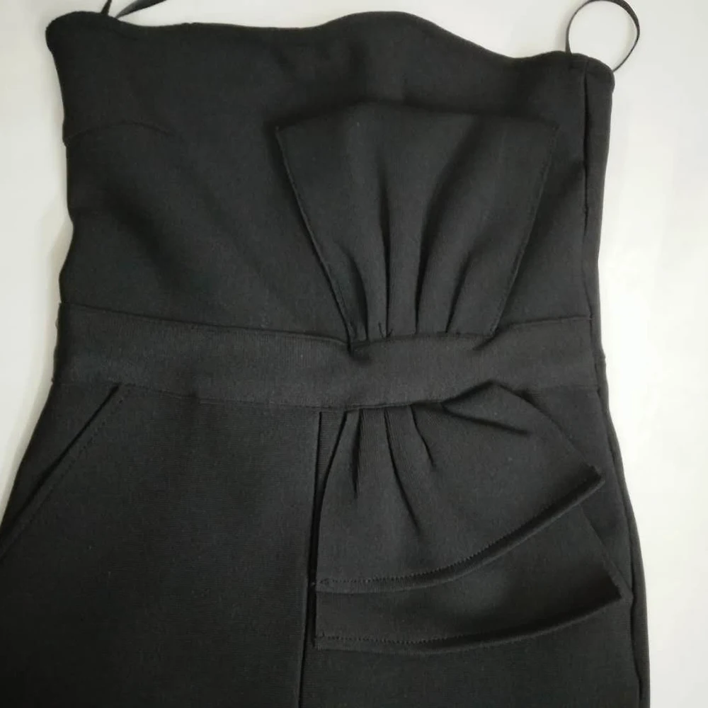 

BEAUKEY 2020 Summer Women's Strapless Bandage Jumpsuits Club Vestidos Black White Ruffles Ladies Bow-knot Bodycon Jumpsuits
