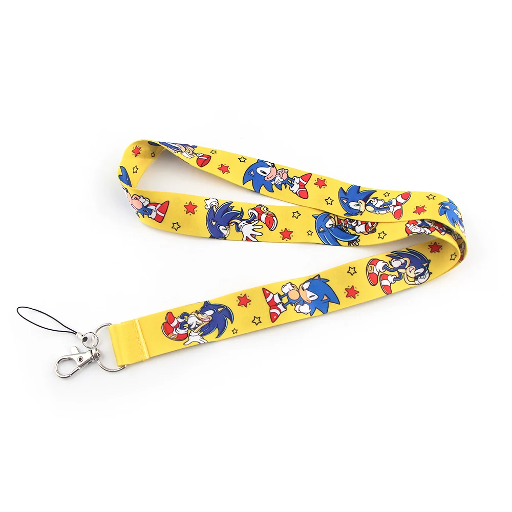 

DZ1688 Game Hedgehog Lanyard Credit Card ID Badge Holder Key Ring Bag Student Cute Travel Bank Bus Business Card Cover Keychain