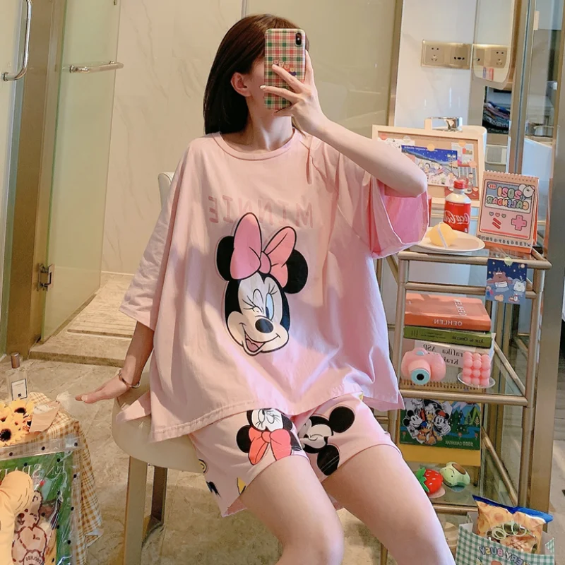 Disney Minnie Mouse Women Pajamas Set Sleepwear Summer 2021 Soft Mujer Pijamas Nuisette Lingerie Nightwear Pyjamas Pjs Suit 2Pcs