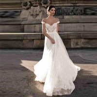 robe de mariee 2020 sexy v neck appliques lace boho wedding dresses a line casamento tulle backless court train bride dress