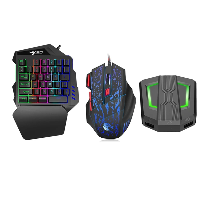 

HXSJ 3 в 1 (с помощью одной руки RGB Gaming Keyboard Мышь с контроллером комбо-конвертер для одного PS4 переключатель PS3 ПК мобильных PUBG