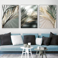 nordic arte da parede folha de palmeira de ouro planta pintura em tela cartaz impress%c3%a3o bot%c3%a2nico escandinavo decora%c3%a7%c3%a3o imagem