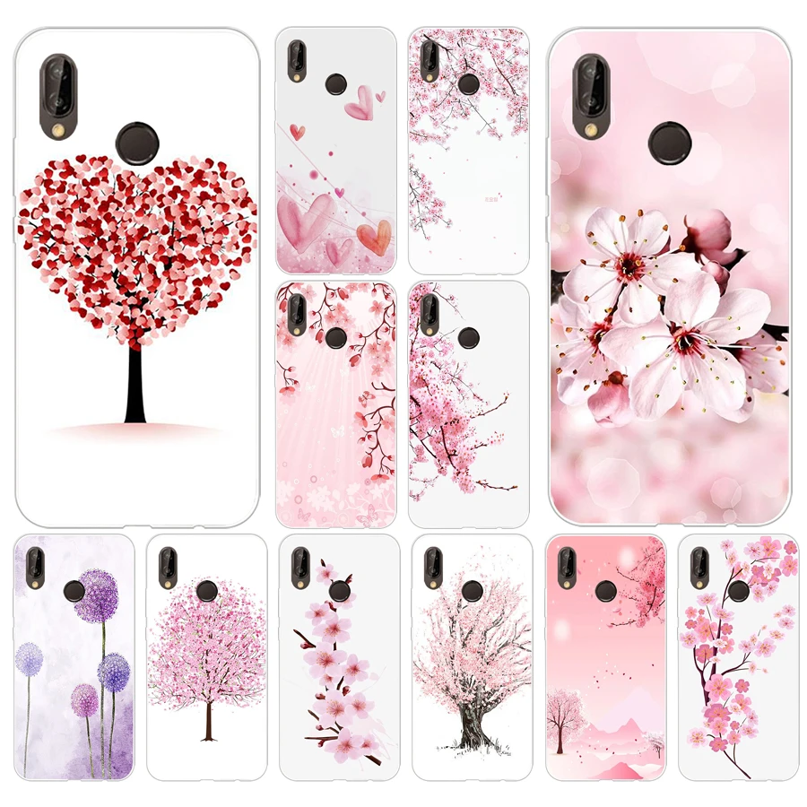Мягкий силиконовый чехол 02AS из ТПУ с изображением цветущего вишневого дерева для