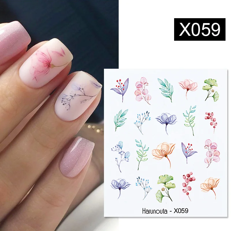 Harunouta Purple Flowers Line Nail Water Decals Color Waves Nail Art Water Transfer Stickers Tattoo DIY Manicures Decorations images - 6