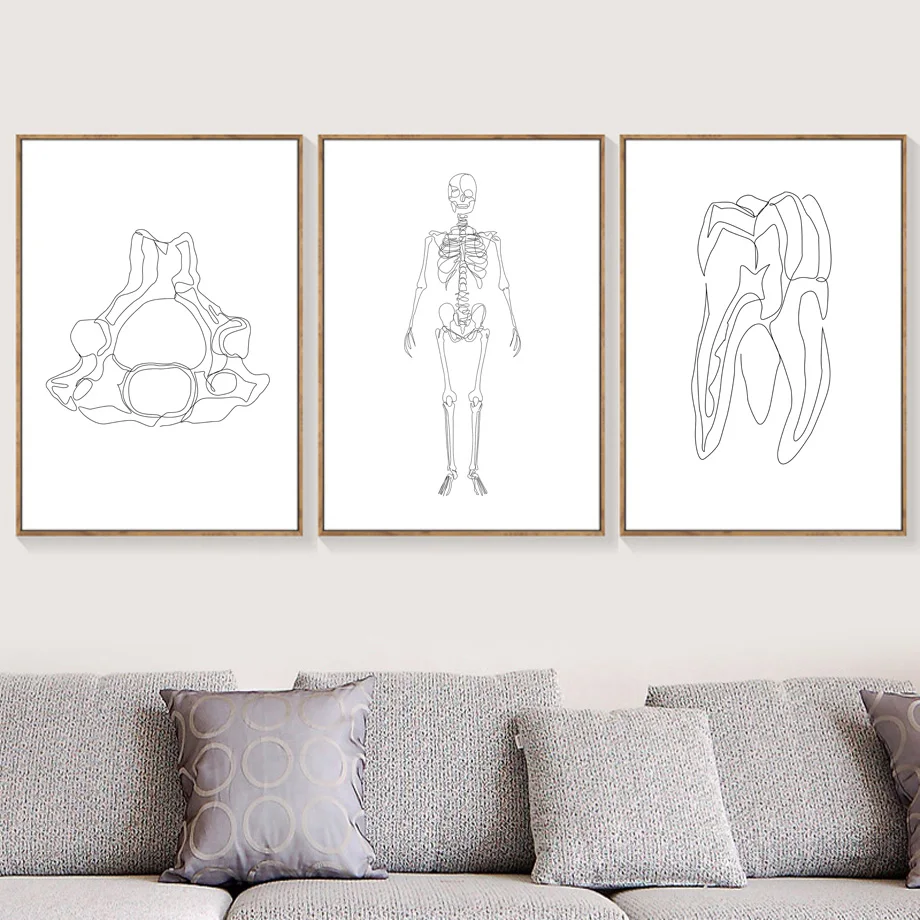Рисунок лески Анатомия человека скелет мозга настенная Картина на холсте