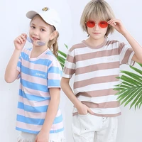 childrens clothing little girls fashion striped short sleeves top baby boys casual youngster plus size tshirt kids costume