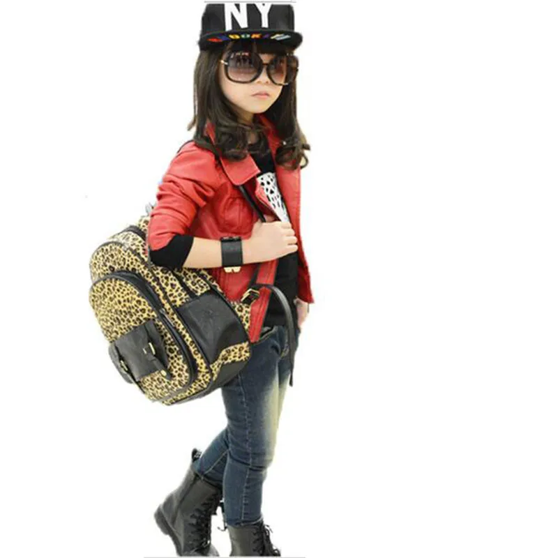 Weoneit New Girl Leather Jacket Kids Girls Coats Spring Faux Jackets Casual Black Solid Children Outerwear | Детская одежда и