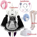 Костюм для косплея ОЗУ Рем из аниме Re:zero Kara Hajimeru Isekai Seikatsu, черная, синяя, красная горничная, костюм служанки, фартук, платье