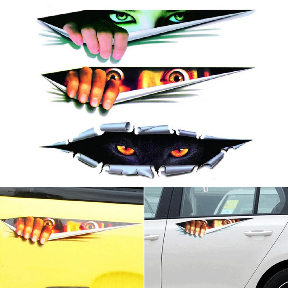 

3D Simulation Car Stickers Eye Peeking Man Woman Leopard Peeking Sticker Self-Adhesive Waterproof Car Decals for Car Window Home