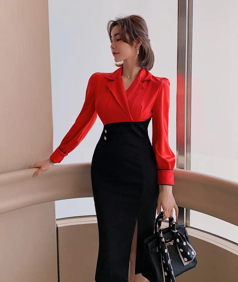 

Женская одежда, осень 2020, тонкое платье с длинным рукавом