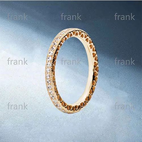 

150181CZ HEARTS OF 14CT GOLD STACKABLE RING
