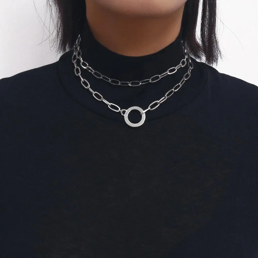 Многослойное Ретро панк металлическое толстое ожерелье с цепочкой