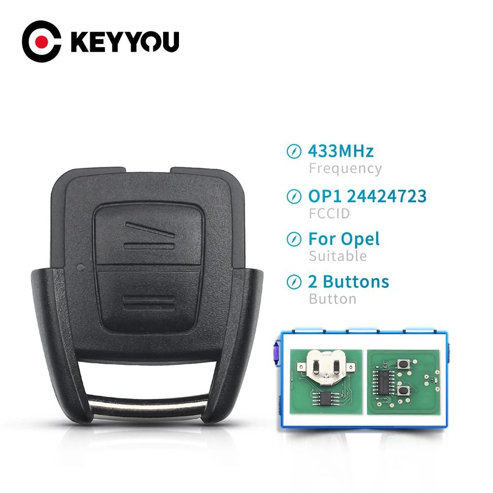 

KEYYOU 5x 24424723 For Vauxhall Opel Astra Vectra Zafira Orsa Meriva Combo 2 Buttons Remote Car Key Fob 433Mhz No Chip