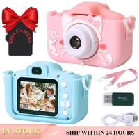 kids cameras with cute cat protective shell mini digital hd ips screen toys for girls children boys birthday gifts video camera