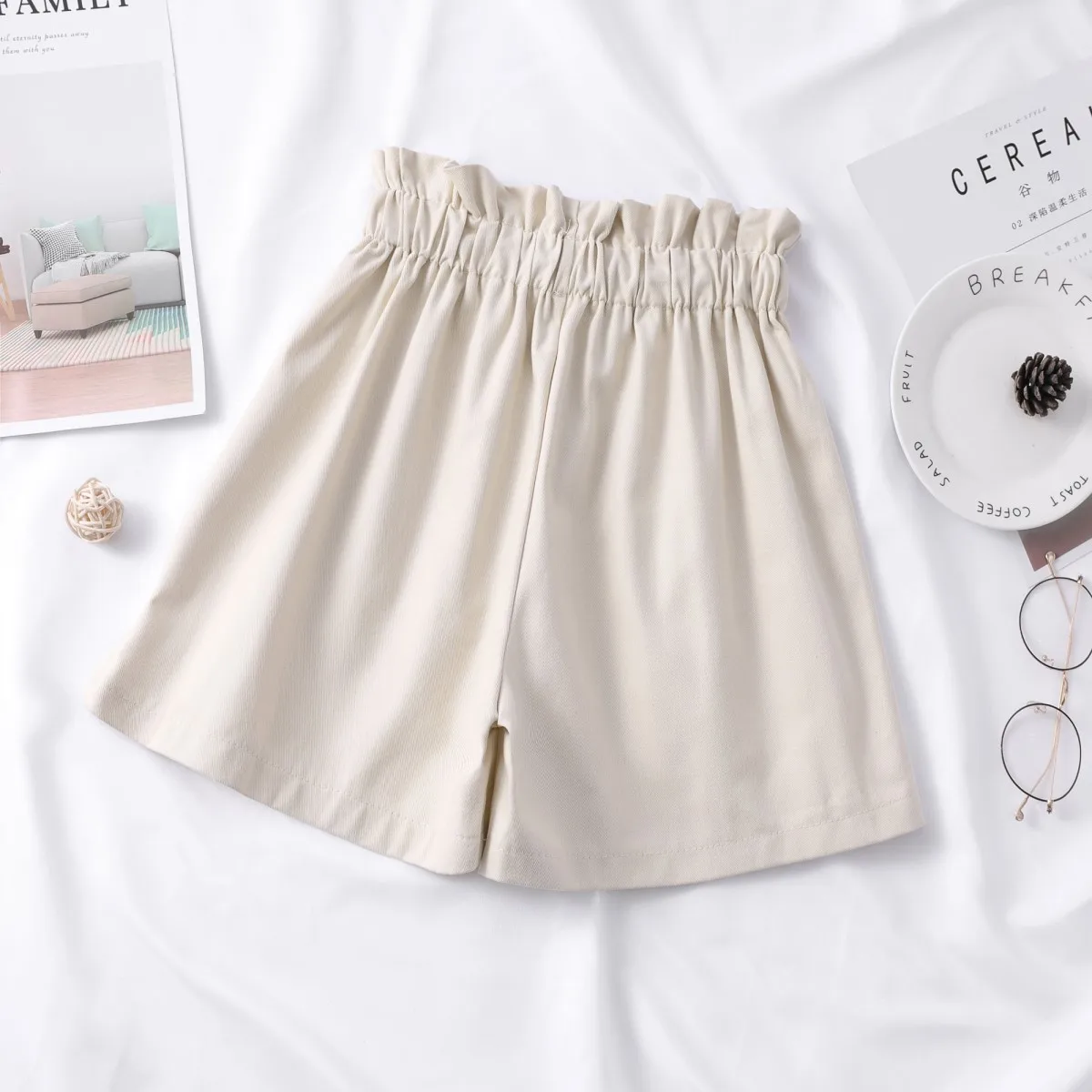 Модные женские эластичные шорты с поясом и высокой талией на лето осень 2020