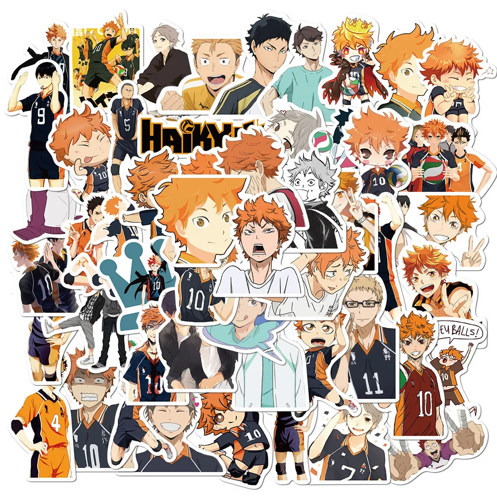 

Random 52pcs/set Japan Anime Keychains Cartoon Props Haikyuu!! Hinata Shoyo Kageyama Tobio Sticker