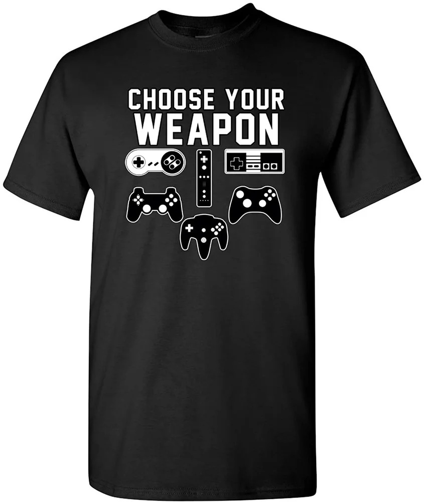 

Tops Cartoon T-shirt Karate Graphic Tees City Shirts Mens Choose Your Weapon Console Gamer Funny DT Adult T-Shirt Tee