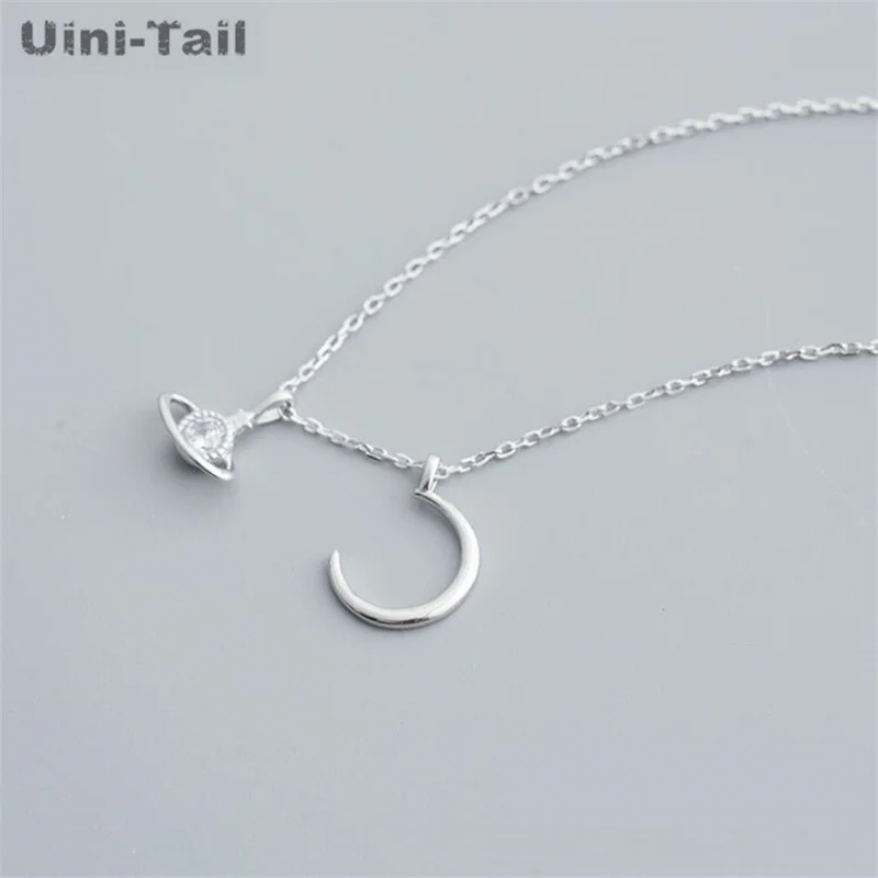 Ожерелье Uini-Tail женское из серебра 925 пробы с изображением планеты и звездного