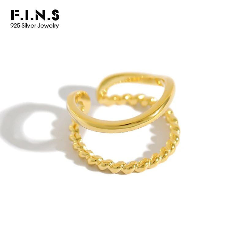 F.I.N.S новый дизайн S925 Серебряное кольцо простое Двухслойное гладкое открытое