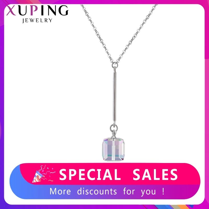 Xuping ювелирные изделия кулон квадратной формы кристаллами от Swarovski романтические ожерелья для девочек и женщин рождественские подарки M96-40179