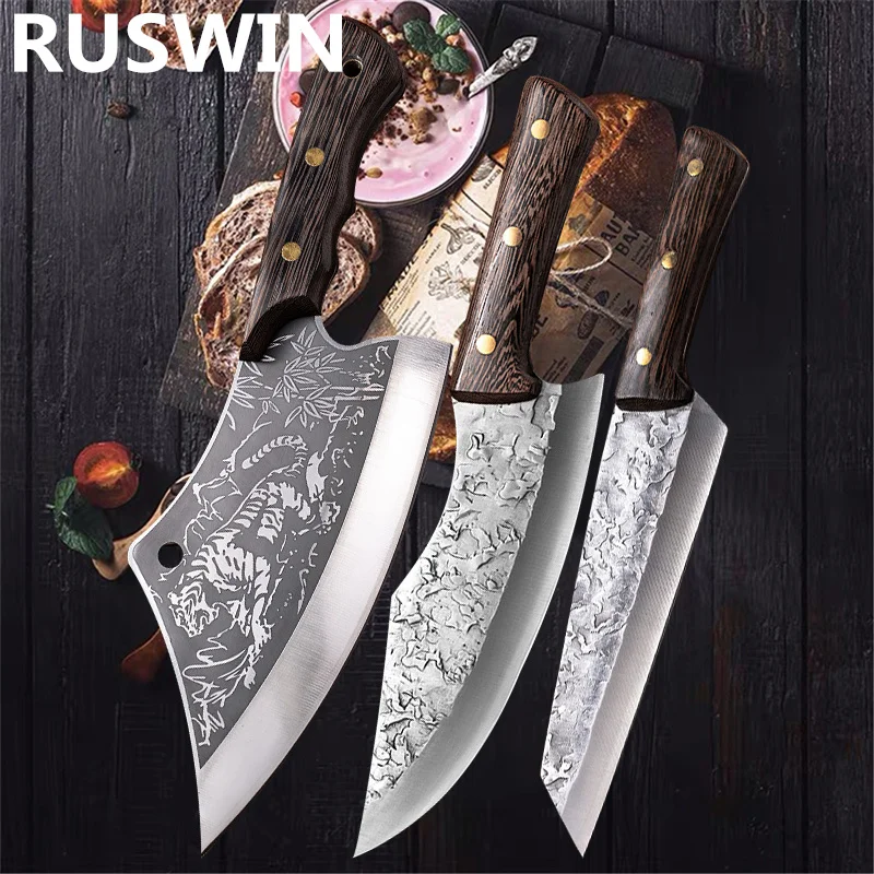 

Кованый нож, мясницкий нож, японский высокий стандартный нож, ручной работы, шеф-повар Тан, нарезанный кухонный нож, нож мясника