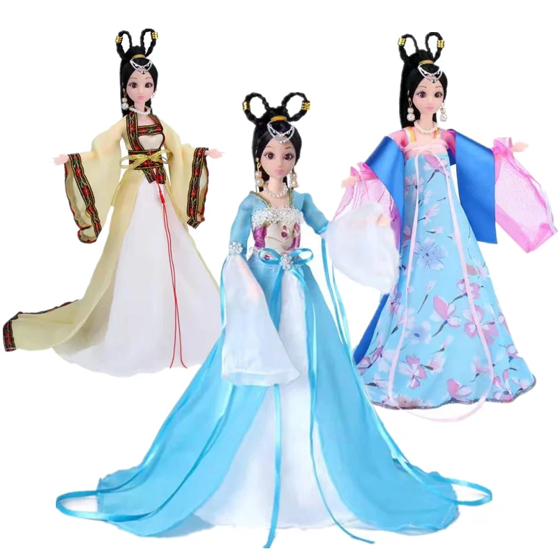 

Traditional Chinese Ancient Fairy Beauty Dresses For Barbie Dolls Clothes Party Princess Costume Kids DIY Toys 1/6 BJD Accessory