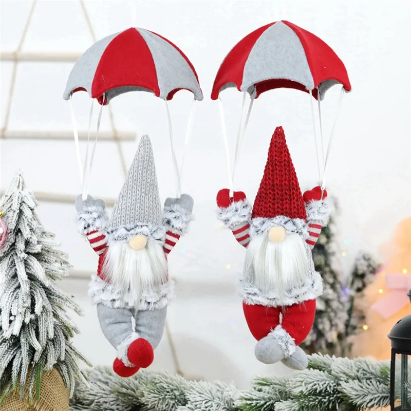 

Christmas Pendants Santa Claus Faceless Doll Parachute Decorations Xmas Creative Window Hanging Ornaments Gifts for Kids