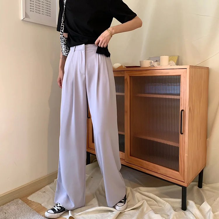 

Woman High Waist Clothes Wide Leg Pants Clothing Full Length Streetwear Vintage Quality Fashion Harajuku Straight Pants Pantalon