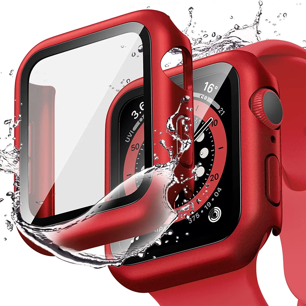 

Cover For Apple Watch case 45mm 41mm 44mm 40mm 42mm 38mm Screen Protector Tempered Glass+cover bumper iwatch series 7 6 5 4 3 SE