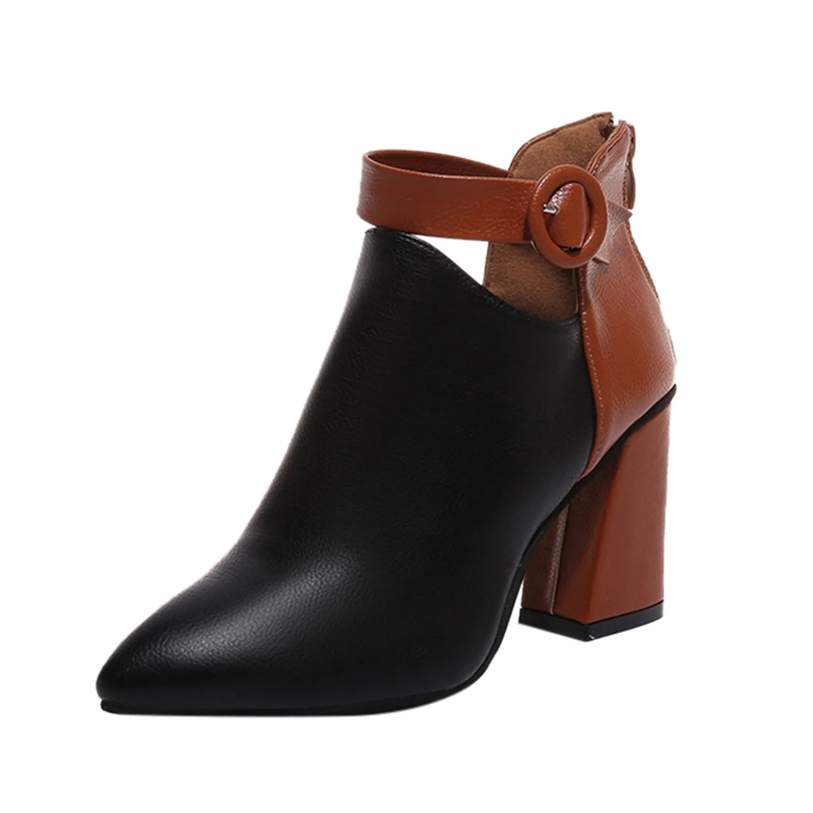 

Туфли женские с острым носком, высокий каблук, короткие дышащие, массивные, модные сапоги в стиле ретро