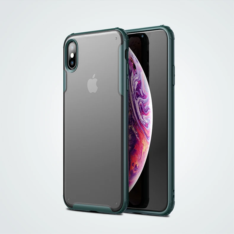 Для iPhone Xs MAX XR 8 7 Чехол Ультра тонкий прозрачный PC задняя крышка с Резиновый ТПУ бампер, противоударный чехол