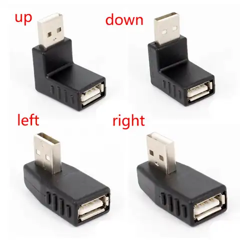 Черный/синий 90 градусов вертикальный левый вверх вниз угловой адаптер USB 3,0 2,0 штекер на гнездо M/F преобразователь коннектора