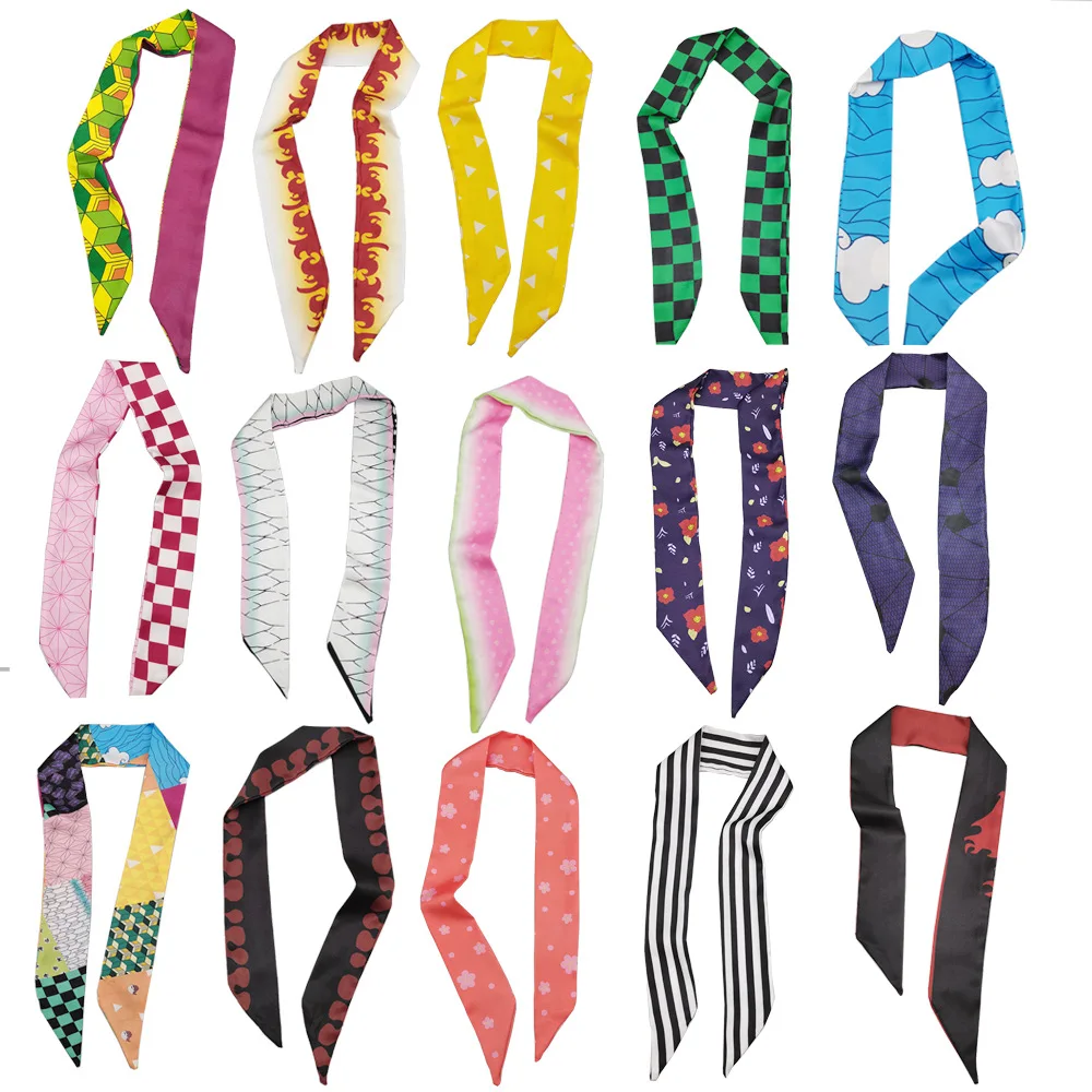 

1 Pcs New Anime Demon Slayer Kimetsu No Yaiba Cosplay Ribbon Silk Scarf Hair Band Hair Rope Bow Accessories Girls Gifts Toys