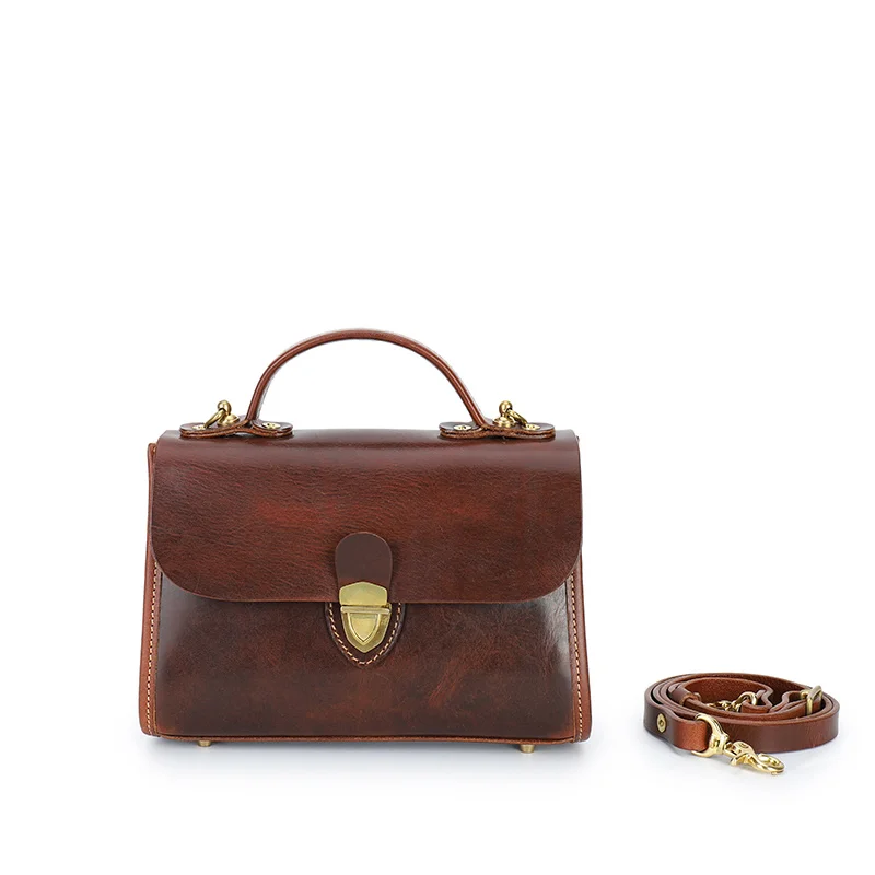

FCTOPSSR Women's Bag Planting Zhuang Leather Hand-held Retro Leather High-quality Casual One-shoulder Messenger Bag